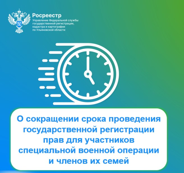 О сокращении срока проведения государственной регистрации прав для участников специальной военной операции и членов их семей.